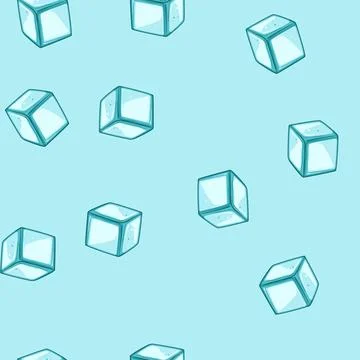 Seamless pattern stainless ice cubes reusable cartoon vector Stock Illustration