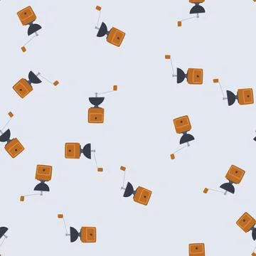 Seamless pattern stainless manual coffee grinder cartoon vector イラスト素材