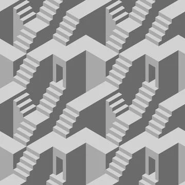Seamless pattern with stairs making an optical illusion. Stock Illustration
