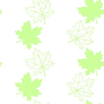Seamless pattern of stamp green leaves of maple or grapes vine isolated on wh 스톡 일러스트