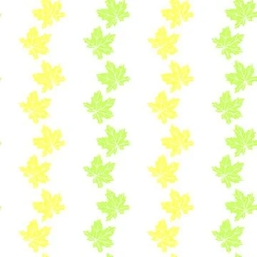 Seamless pattern of stamp green leaves of maple or grapes vine isolated on wh Stock Illustration