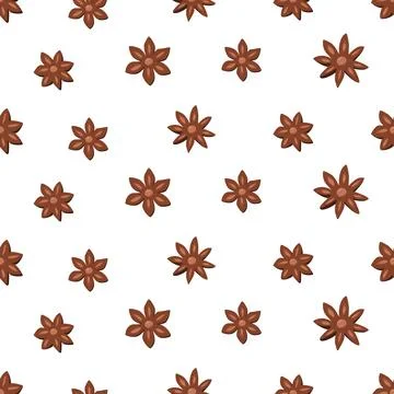 Seamless pattern with star anise spice repeating background. Vector illustr.. Stock Illustration
