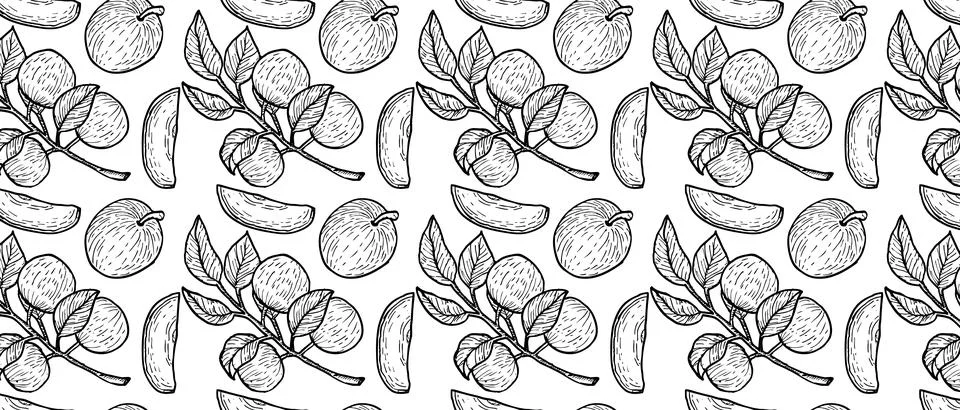 Seamless pattern with star apple, vector illustration. Stock Illustration