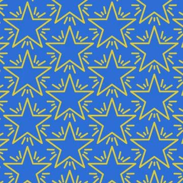 Seamless pattern star on blue background Illustrazione stock