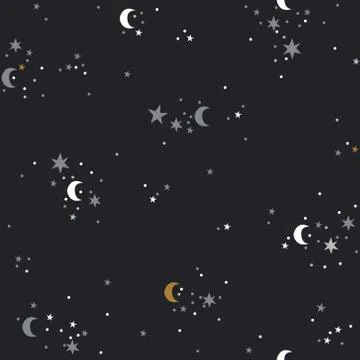 Seamless pattern with star in dark sky Stock Illustration