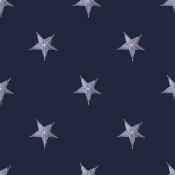 Seamless pattern with star in dark sky. Stock Illustration