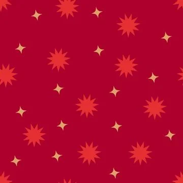 Seamless pattern with star-shaped geometric elements in red background. Pri.. Stock Illustration