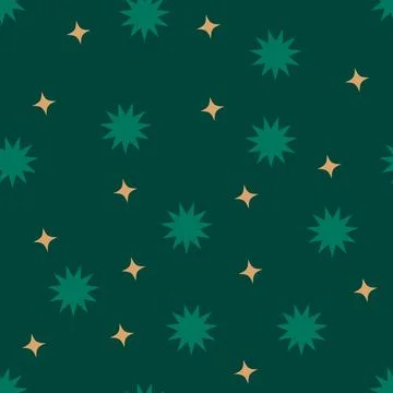 Seamless pattern with star-shaped geometric elements in green background. P.. Stock-Illustration