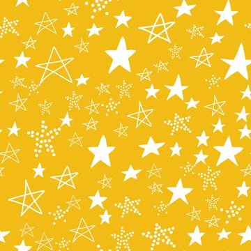 Seamless pattern, star in starfall sky, yellow white design with star element Stock Illustration