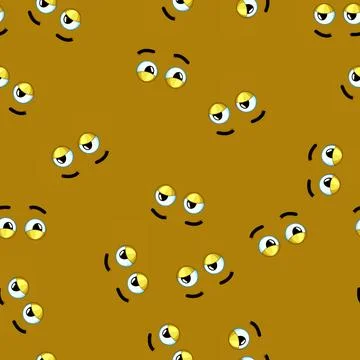 Seamless pattern stare eye emotions cartoon vector Stock Illustration