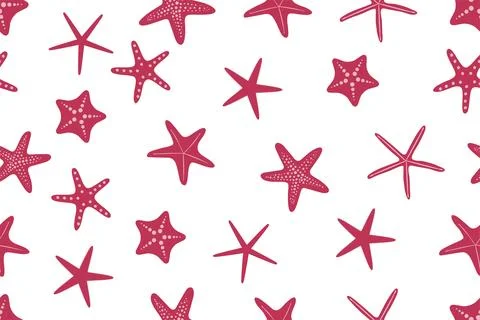 Seamless pattern with starfish pattern. A hand-drawn icon or stamp in the form Illustrazione stock