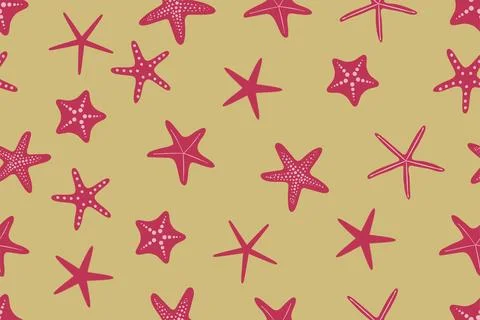 Seamless pattern with starfish pattern. A hand-drawn icon or stamp in the form Stock Illustration