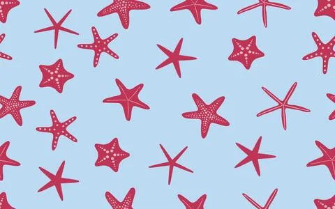 Seamless pattern with starfish pattern. A hand-drawn icon or stamp in the form Stock Illustration
