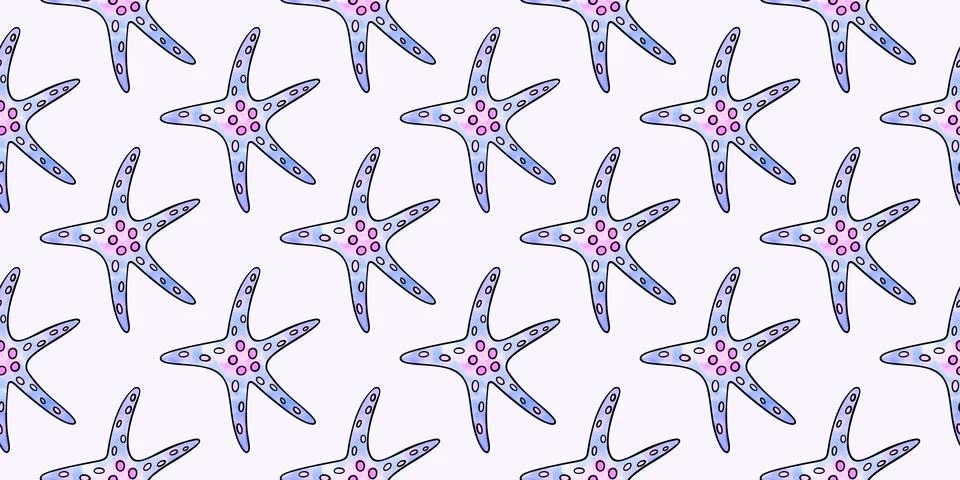 Seamless Pattern Starfish. Repeating seastar. Marinelife Underwater background Illustrazione stock