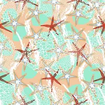 Seamless pattern with starfish. trendy nautical print. childish cute pattern  Illustrazione stock