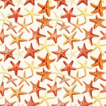 Seamless pattern with starfish. Watercolor illustration for wrapping, textile Stock Illustration
