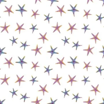 Seamless pattern. Starfish on a white background. Stock Illustration