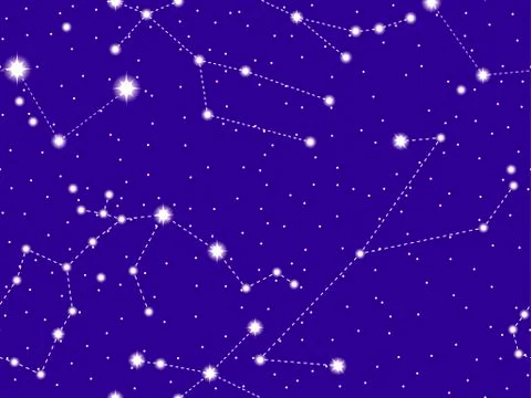 Seamless pattern starry sky with the constellations of Aquarius, Monoceros an Stock Illustration