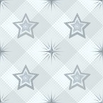 Seamless pattern, stars and checkered Stock Illustration
