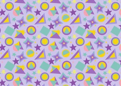 Seamless pattern with stars and circles on purple background. Vector illust.. Stock-Illustration