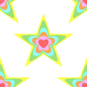 Seamless pattern from stars and hearts, background. Backdrop in soft tones. Stock Illustration
