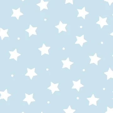 Seamless pattern with stars and polka dots. Cute, baby design for new boy. .. Stock Illustration