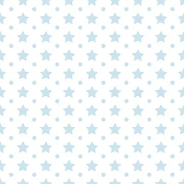 Seamless pattern with stars and polka dots. Cute, baby design for new boy. .. Stock Illustration