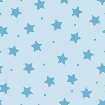 Seamless pattern with stars and polka dots. Cute, baby design for new boy. .. Stock Illustration