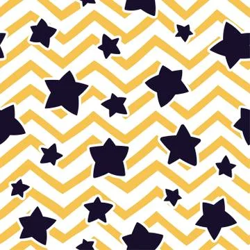 Seamless pattern with stars and zigzag pattern. Vector template. イラスト素材