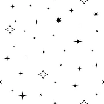 Seamless pattern with stars. Black and white simple pattern. Celestial patter Stock Illustration
