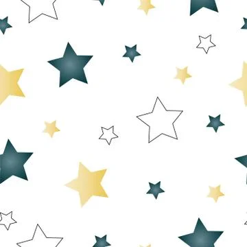 Seamless pattern with stars in blue and light brown colors Stock Illustration