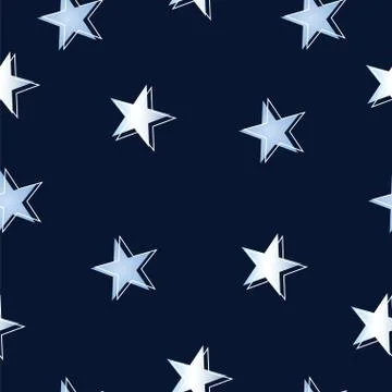 Seamless pattern with stars on dark blue background Stock Illustration