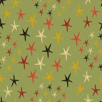 Seamless pattern with stars. Endless green background. Vector illustration. Stock-Illustration