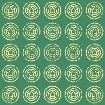 Seamless pattern with stars on green background Stock Illustration