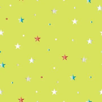 Seamless pattern with stars on light green background Stock Illustration