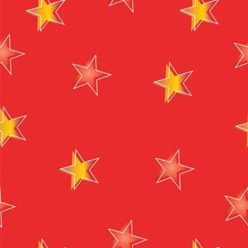 Seamless pattern with stars in orange and yellow colors Stock Illustration