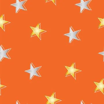 Seamless pattern with stars - orange background Stock Illustration