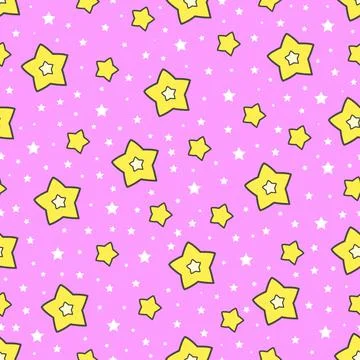 Seamless pattern with stars on a pink background. Vector Stock Illustration