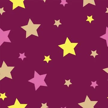 Seamless pattern with stars on purple background vector Stock Illustration