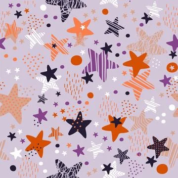 Seamless pattern stars on purple background vector Stock Illustration