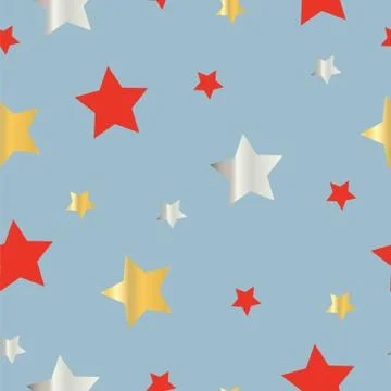 Seamless pattern with stars on sky blue background Stock Illustration