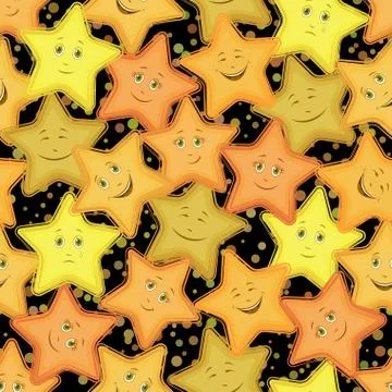 Seamless Pattern, Stars Smiley Stock Illustration
