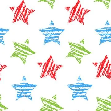 Seamless pattern with stars. Vector illustration. Hand drawn. Stock Illustration
