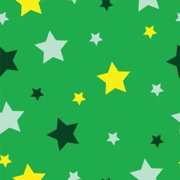 Seamless pattern with stars vector isolated on green background Stock Illustration