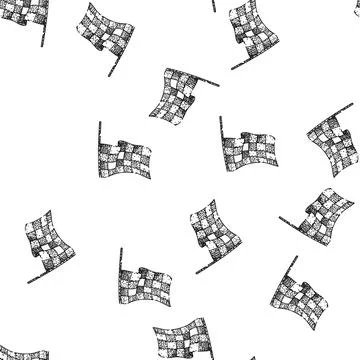 Seamless pattern start flag race sketch hand drawn Illustrazione stock