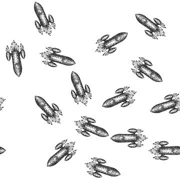 Seamless pattern start rocket sketch hand drawn 스톡 일러스트