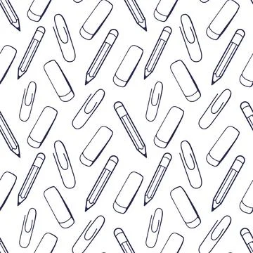 Seamless pattern with stationery back to school Stock Illustration