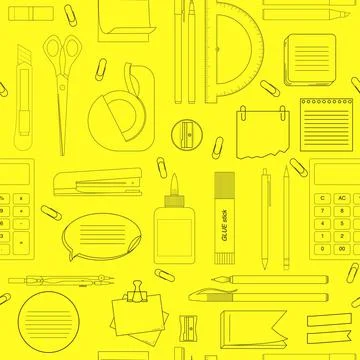 Seamless pattern with stationery - notepads, stickers, notebooks Stock Illustration