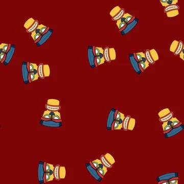 Seamless pattern statue tiki mask cartoon vector Illustrazione stock