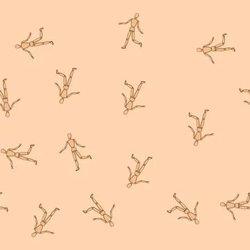 Seamless pattern statue wood man model cartoon vector Illustrazione stock